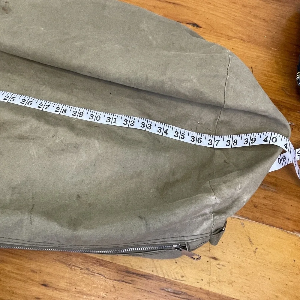 Vintage Canvas Duffel Bag Metal Zipper Side & End Handles No. 189 Stencil 37x11